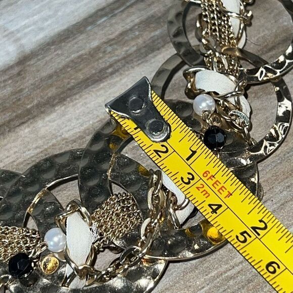 Chunky Stacked Chained Necklace Women’s Gold Tone Beaded Circle Classiccore Boho - Picture 6 of 9